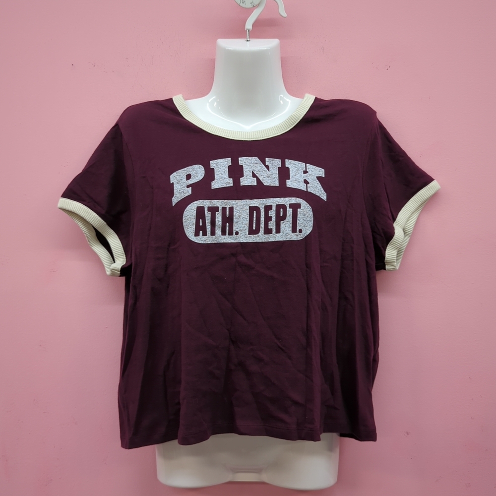 Victoria Secret Retro Cotton T Shirt Top XL Dark Red